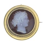 A late Victorian gold sardonyx cameo brooch,