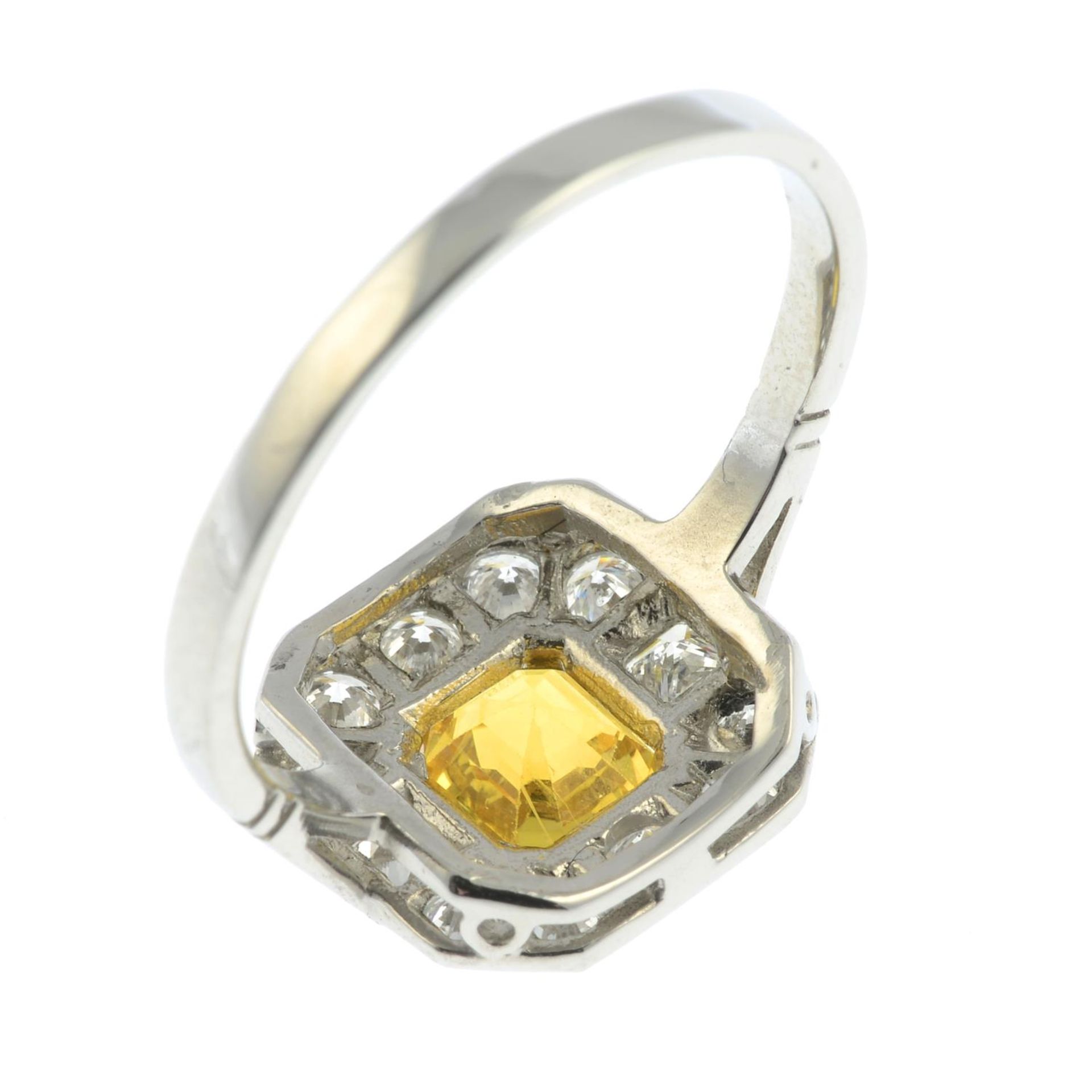 A yellow sapphire and vari-cut diamond cluster ring.Yellow sapphire weight 1.70cts.Total diamond - Image 2 of 3