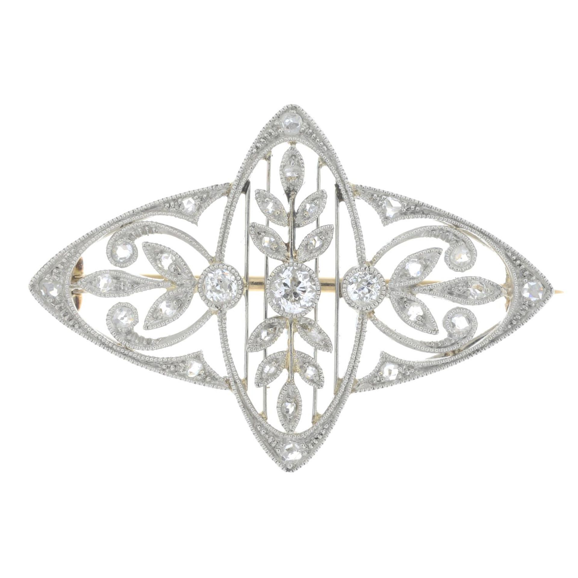 An early 20th century Belle Époque old-cut diamond brooch.Estimated total old-cut diamond weight