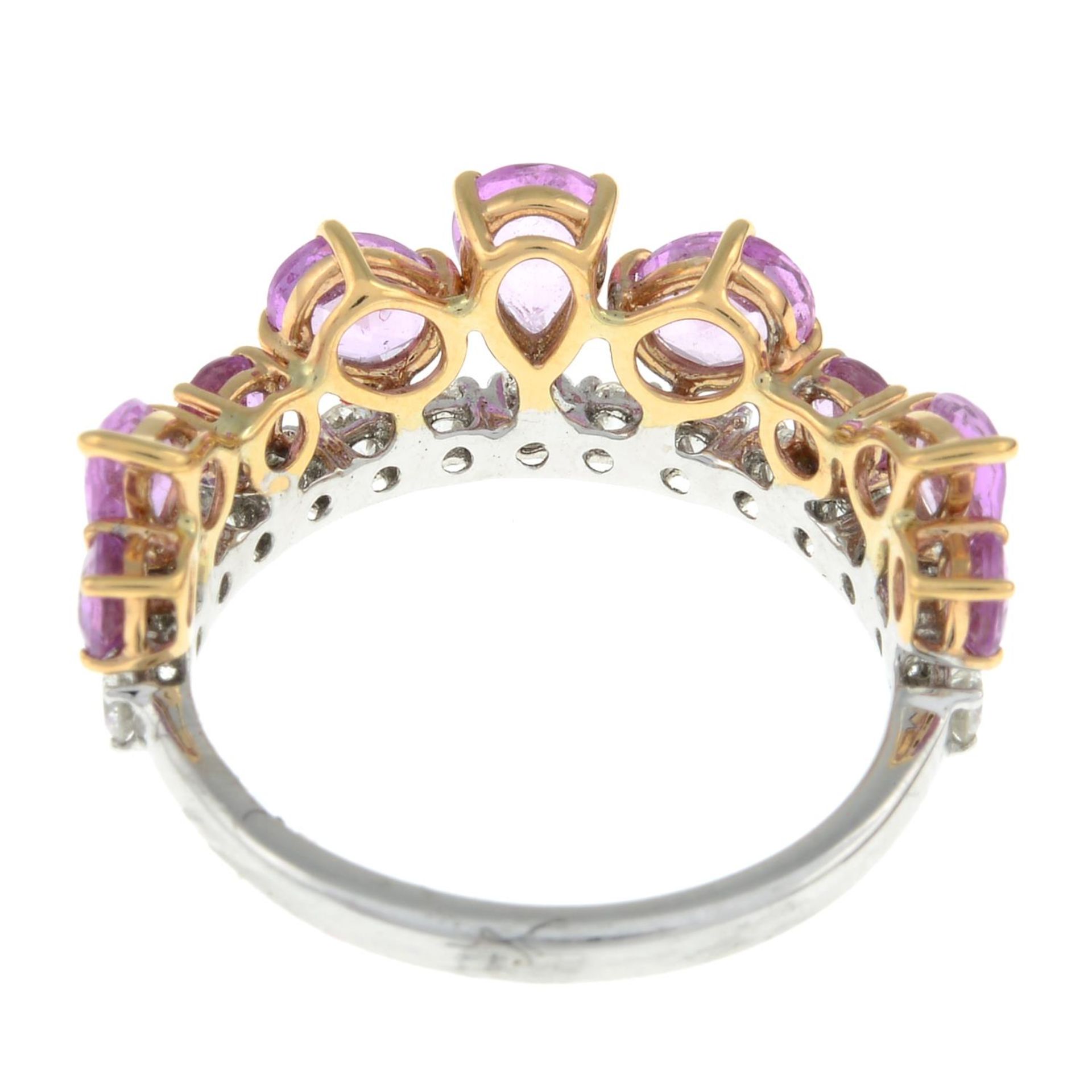 An 18ct gold pink sapphire and brilliant-cut diamond 'Beneath the Rose' tiara ring. - Image 3 of 3