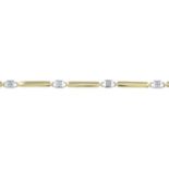 A brilliant-cut diamond bi-colour bracelet.Estimated total diamond weight 0.50ct.Stamped 750.Length