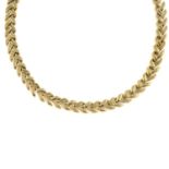 A 9ct gold fancy-link necklace.Hallmarks for Sheffield.