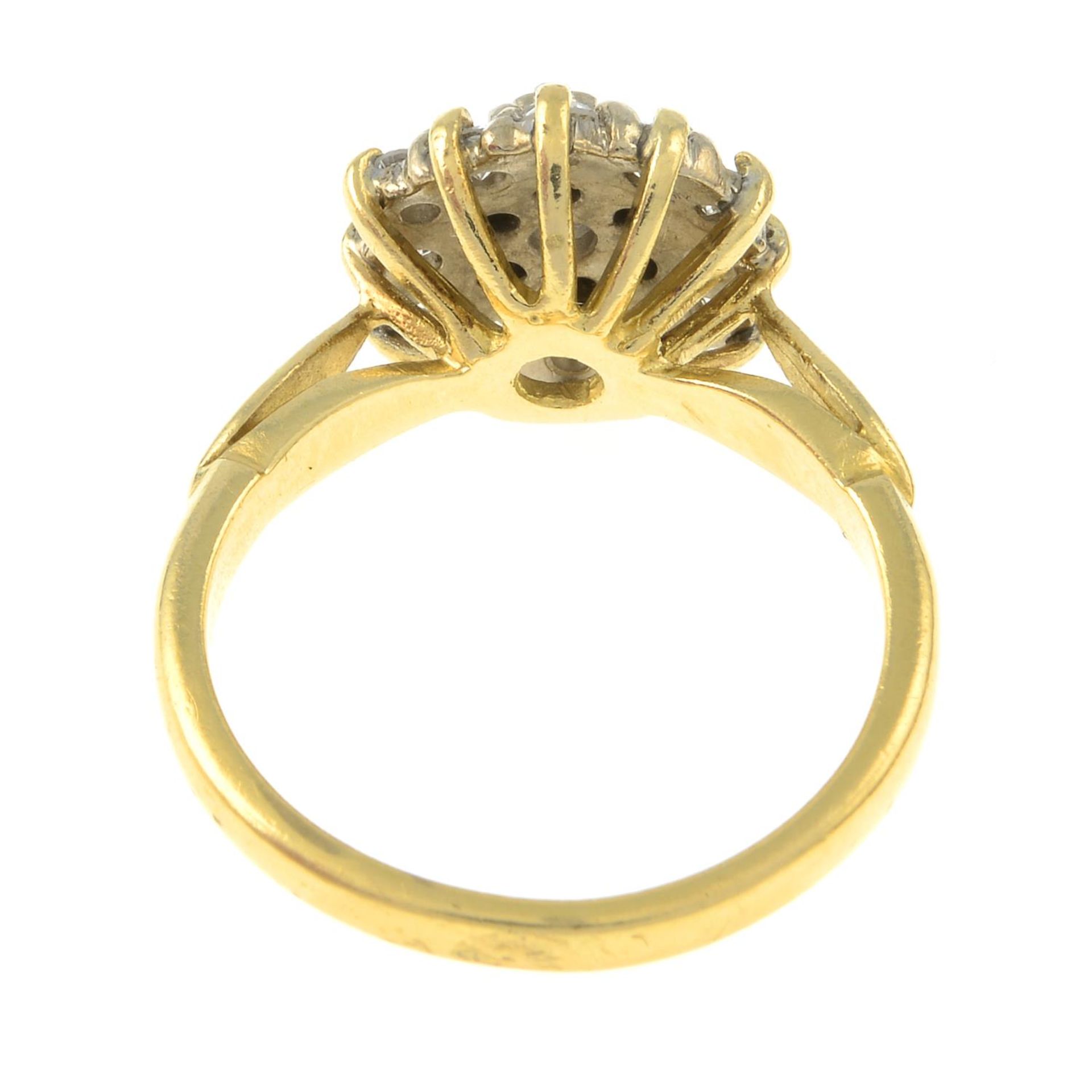 An 18ct gold brilliant-cut diamond cluster ring.Estimated total diamond weight 0.80ct.Hallmarks for - Image 3 of 3