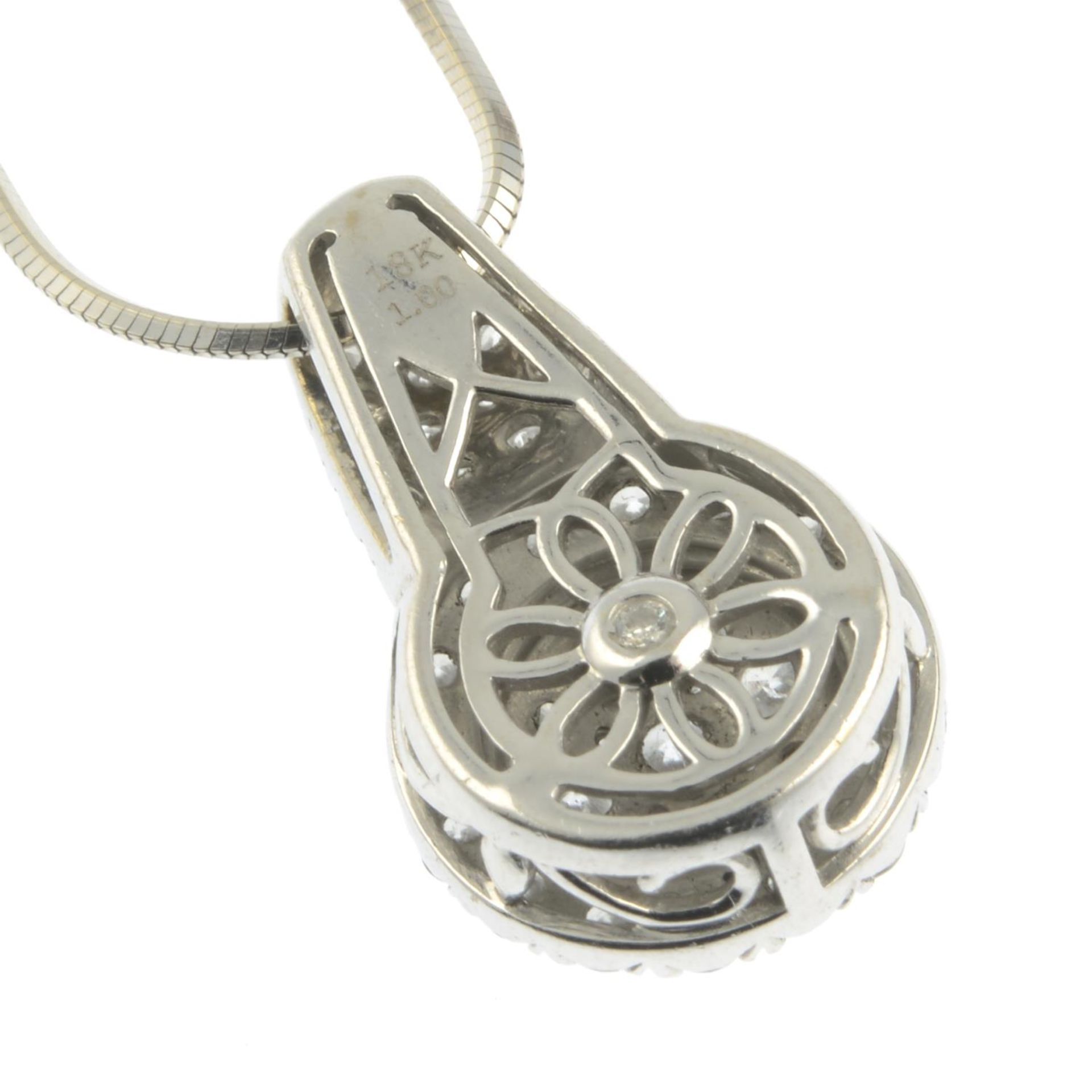 A brilliant-cut diamond cluster pendant, - Image 2 of 3