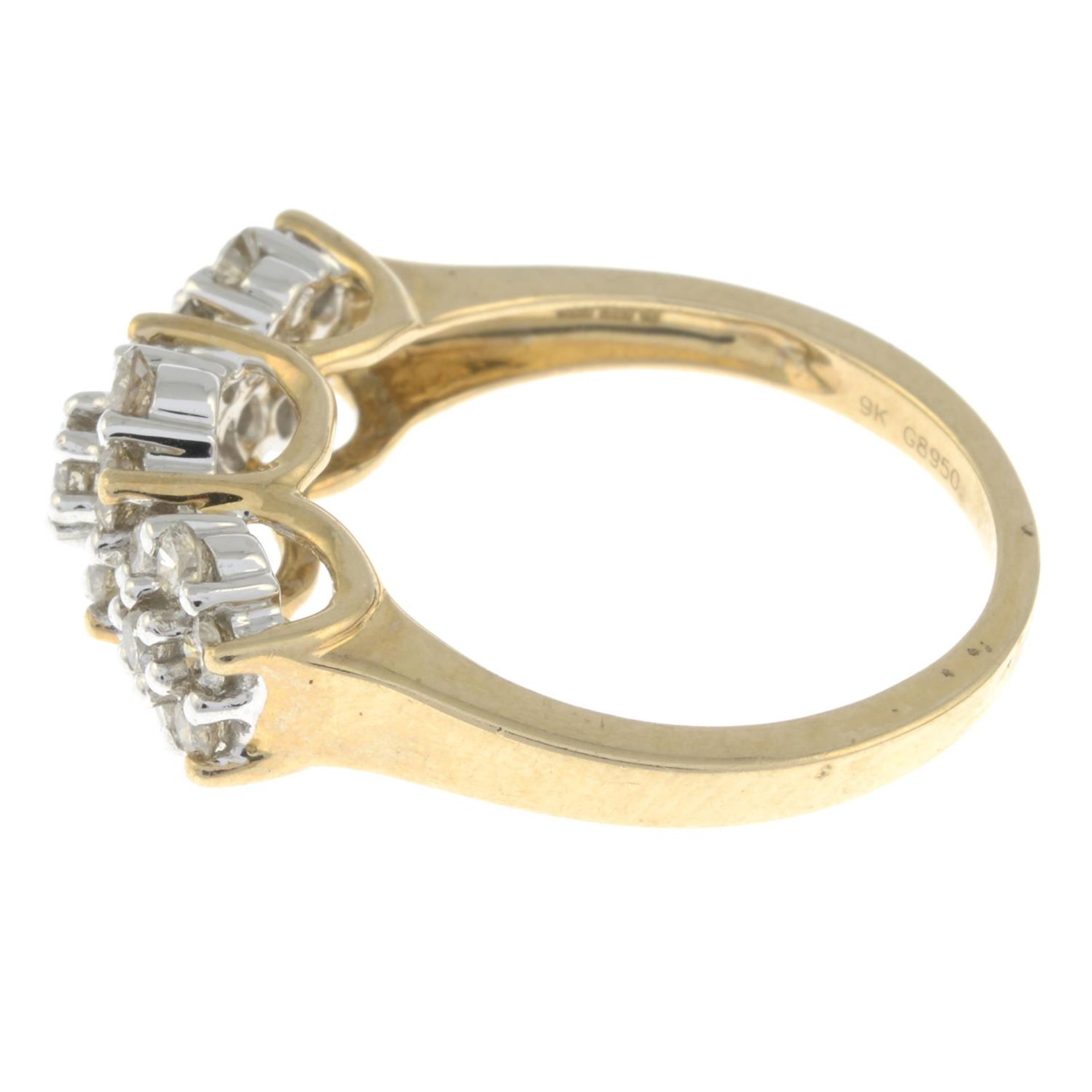 A brilliant-cut diamond triple cluster ring. - Image 3 of 3