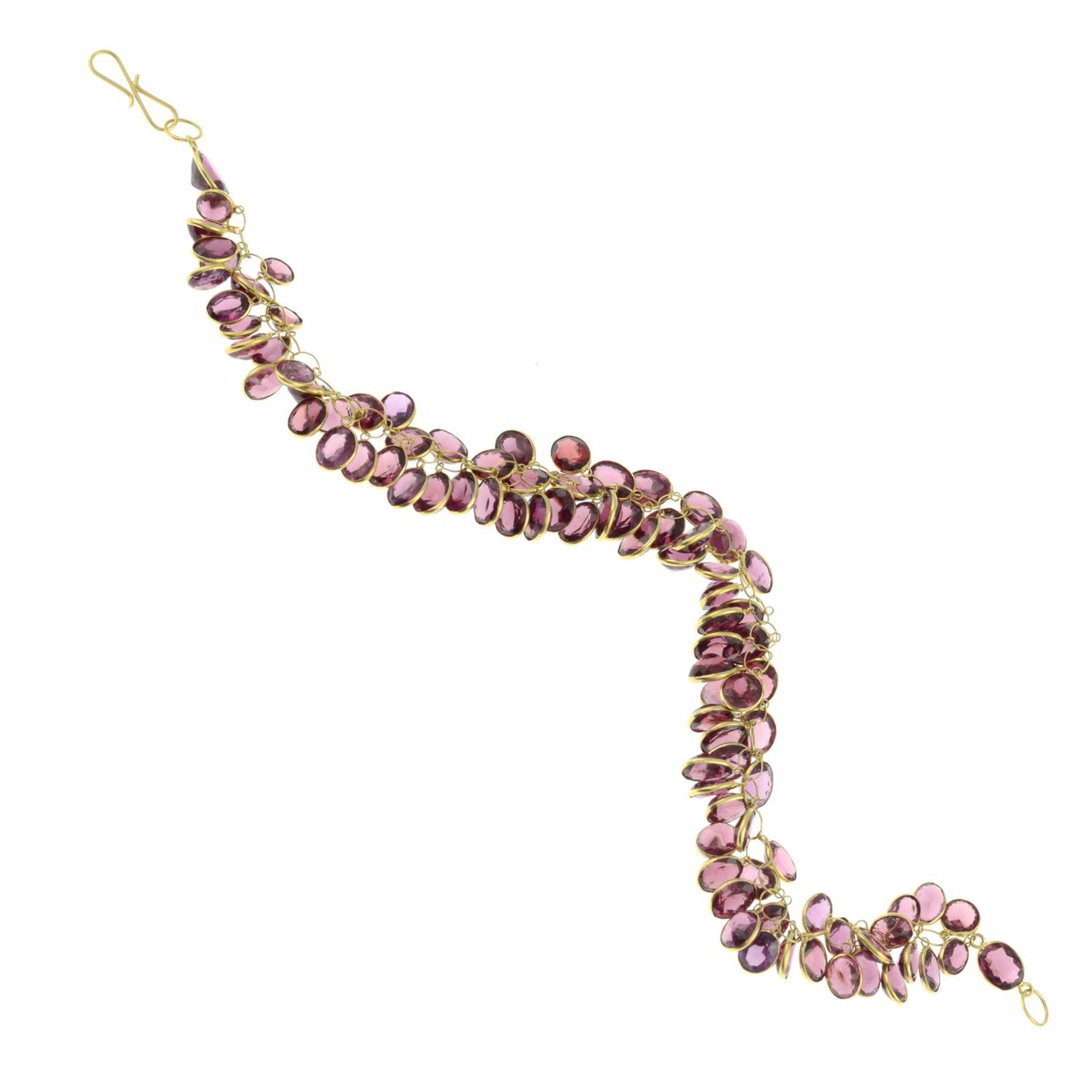 A pink spinel bracelet.Length 20cms. - Image 2 of 2