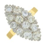 An 18ct gold diamond marquise-shape cluster ring.Estimated total diamond weight 0.90ct,