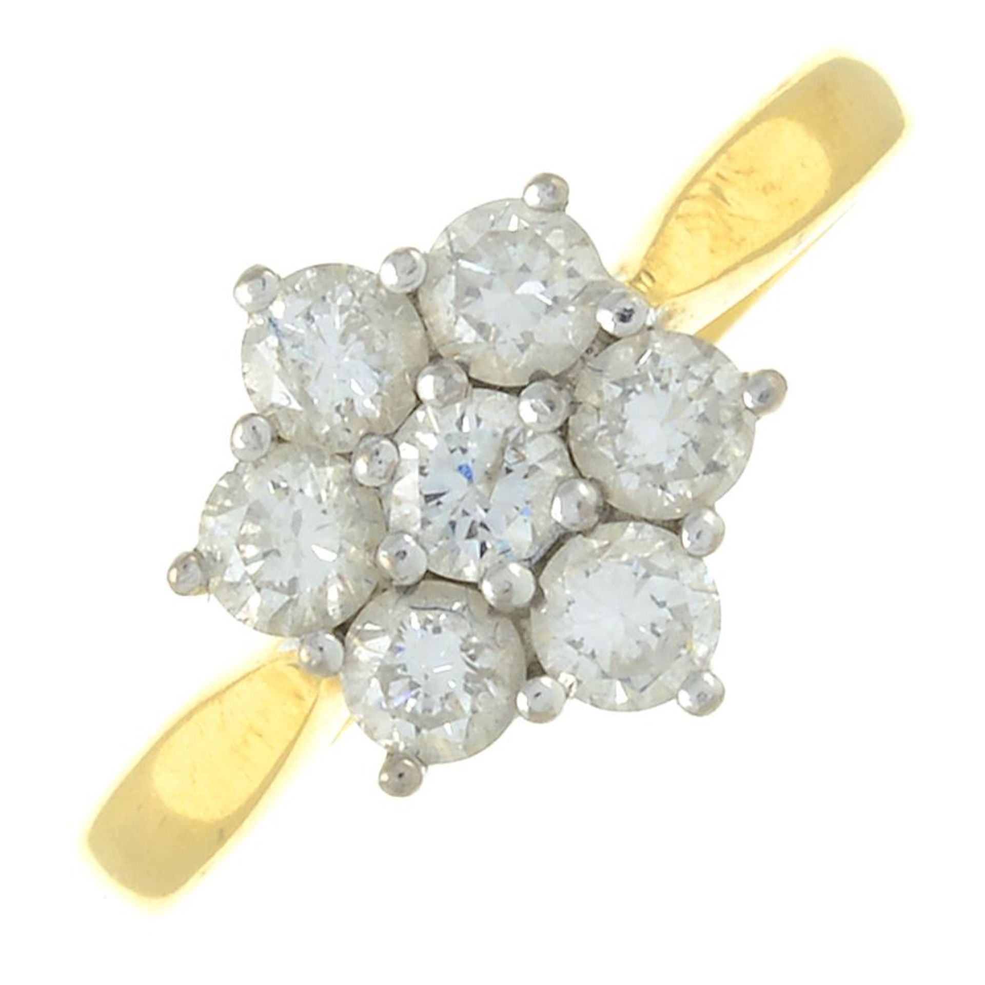 An 18ct gold brilliant-cut diamond floral cluster ring.