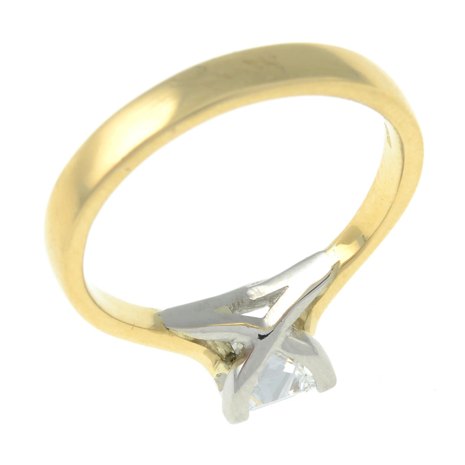 An 18ct gold square-shape diamond single-stone ring.With report 2005125, - Image 3 of 4