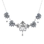 A composite late 19th to early 20th century silver and gold rose-cut diamond necklace.