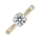A brilliant-cut diamond single-stone ring.Estimated diamond weight 0.75ct,