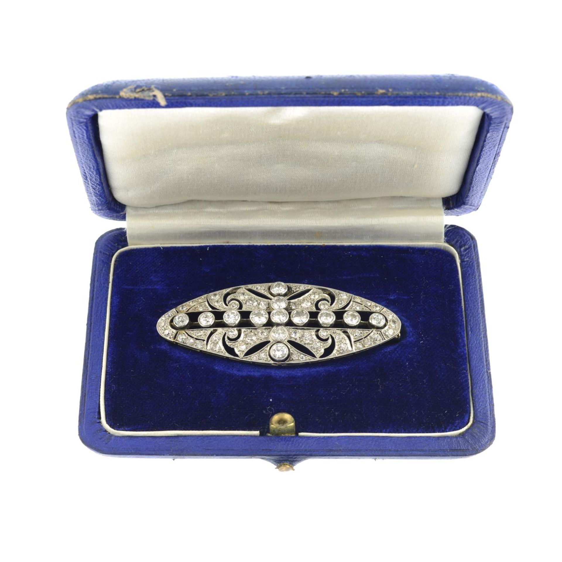 An early 20th century old-cut diamond brooch.Estimated total diamond weight 3.50cts, - Image 3 of 3