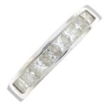 A square-shape diamond half eternity ring.Estimated total diamond weight 0.80ct,