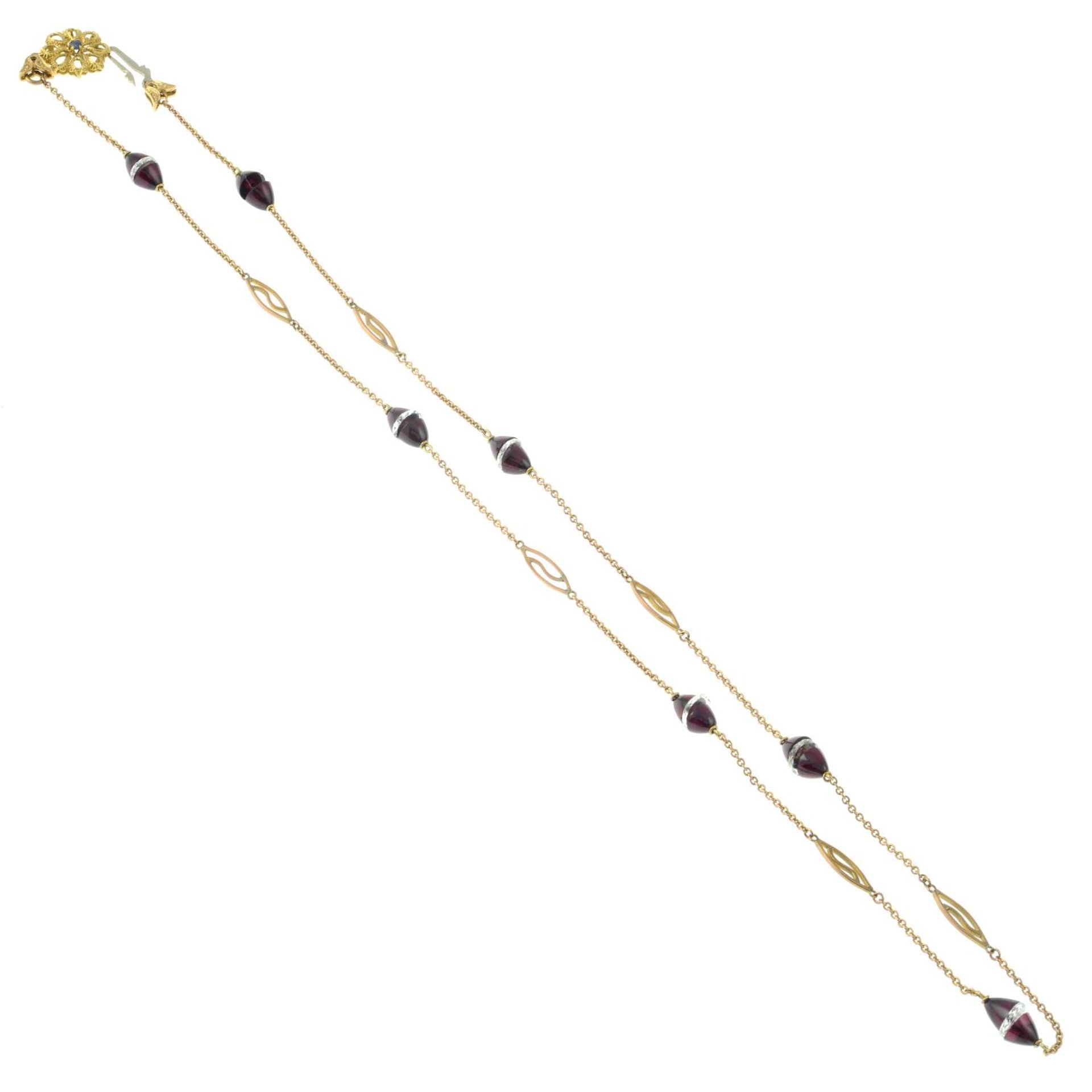 A fancy-link necklace, with bead highlights. - Image 3 of 3