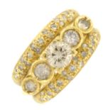 A brilliant-cut diamond dress ring.Estimated total diamond weight 1.20cts,