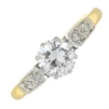 A mid 20th century 18ct and platinum brilliant-cut diamond single-stone ring,