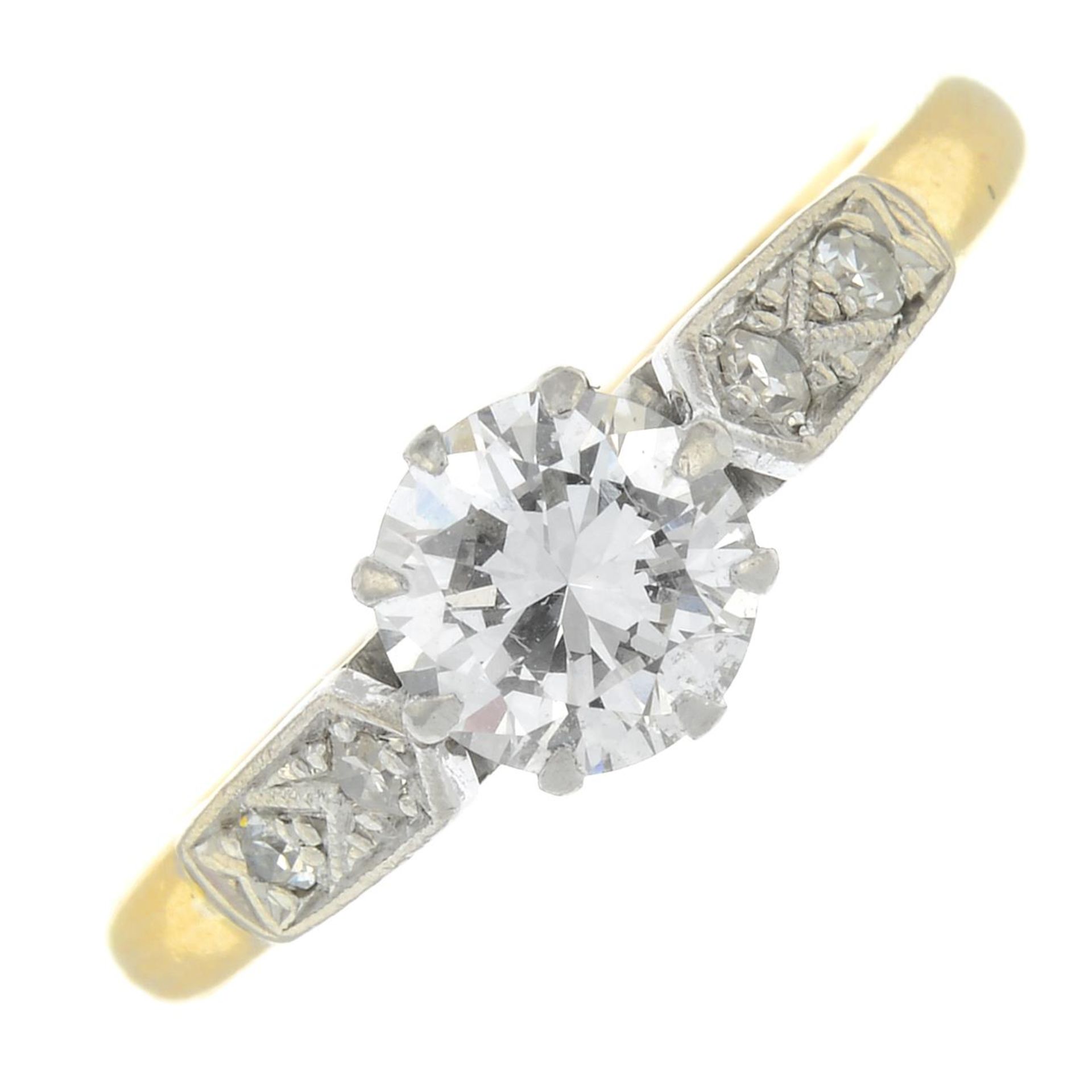 A mid 20th century 18ct and platinum brilliant-cut diamond single-stone ring,