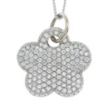 An 18ct gold pave-set diamond floral pendant,
