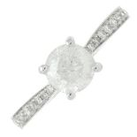 A brilliant-cut diamond single-stone ring.Estimated total diamond weight 0.80ct,