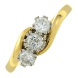 An 18ct gold brilliant-cut diamond crossover ring.