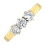 An 18ct gold brilliant-cut diamond single-stone ring.Estimated total diamond weight 0.60ct,