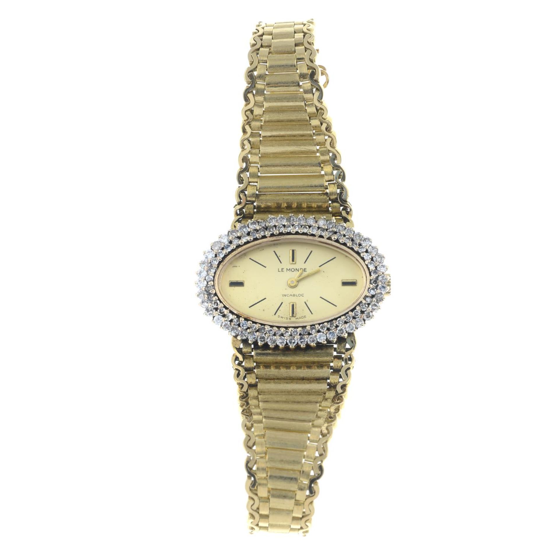 A 1970s 18ct gold brilliant-cut diamond cocktail watch.Estimated total diamond weight - Image 2 of 3