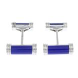 A pair of 18ct gold lapis lazuli cufflinks.