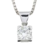 A brilliant-cut diamond single-stone pendant,