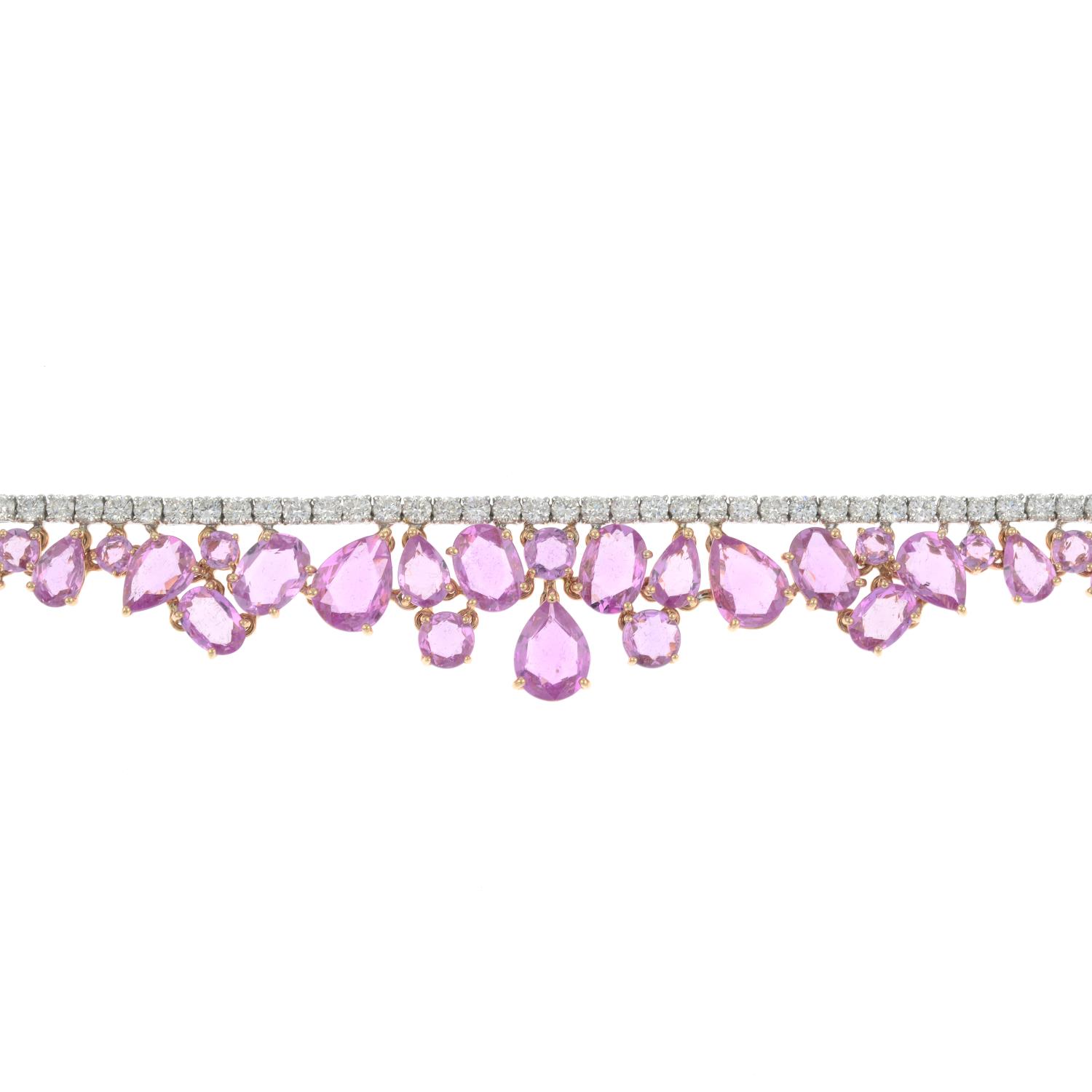 An 18ct gold pink sapphire and diamond 'Beneath the Rose' bracelet.