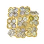 An 18ct gold brilliant-cut diamond floral dress ring..Estimated total diamond weight 1.65cts,