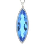 A topaz and brilliant-cut diamond cluster pendant,