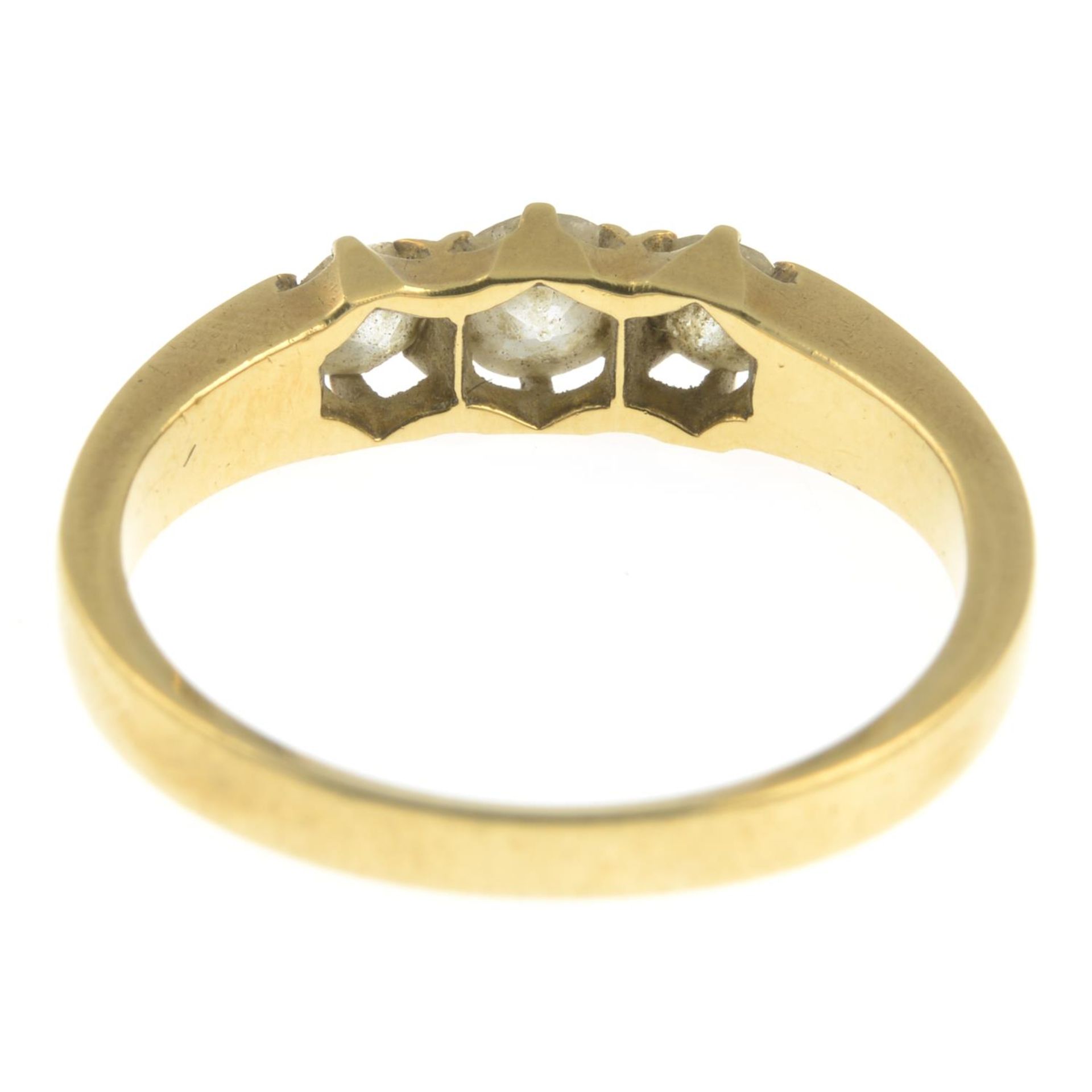 An old-cut diamond three-stone ring. - Image 3 of 4