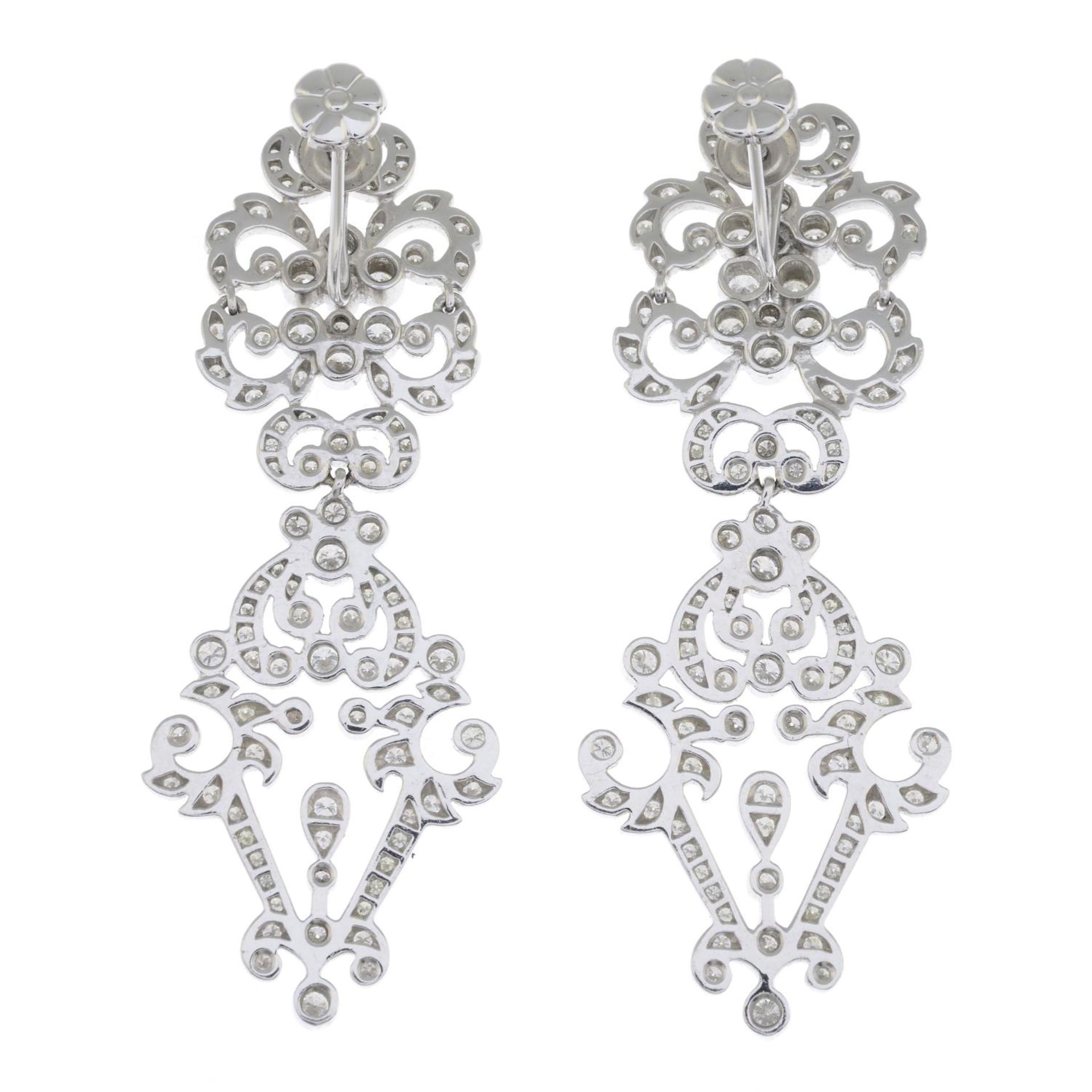 A pair of brilliant-cut diamond stylised foliate earrings.Estimated total diamond weight 2.50cts, - Image 2 of 2