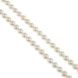 A two-row cultured pearl necklace,