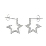 A pair of brilliant-cut diamond star earrings,