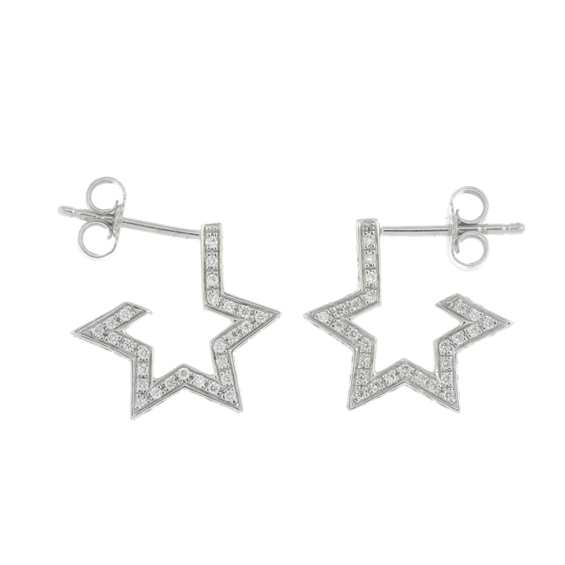 A pair of brilliant-cut diamond star earrings,