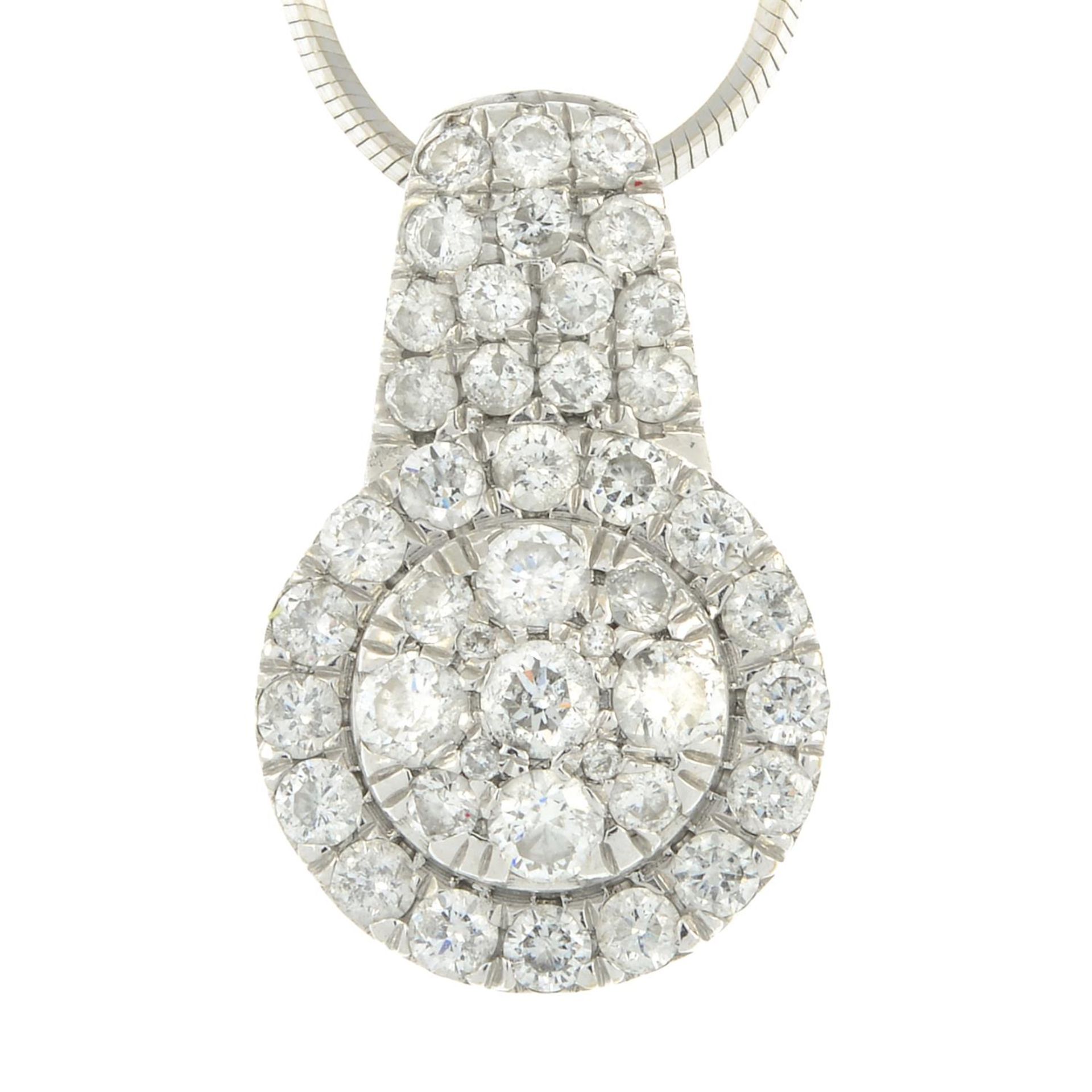 A brilliant-cut diamond cluster pendant,