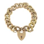 A curb-link bracelet, with heart-shape padlock clasp.Stamped 9CT.Length 19cms.