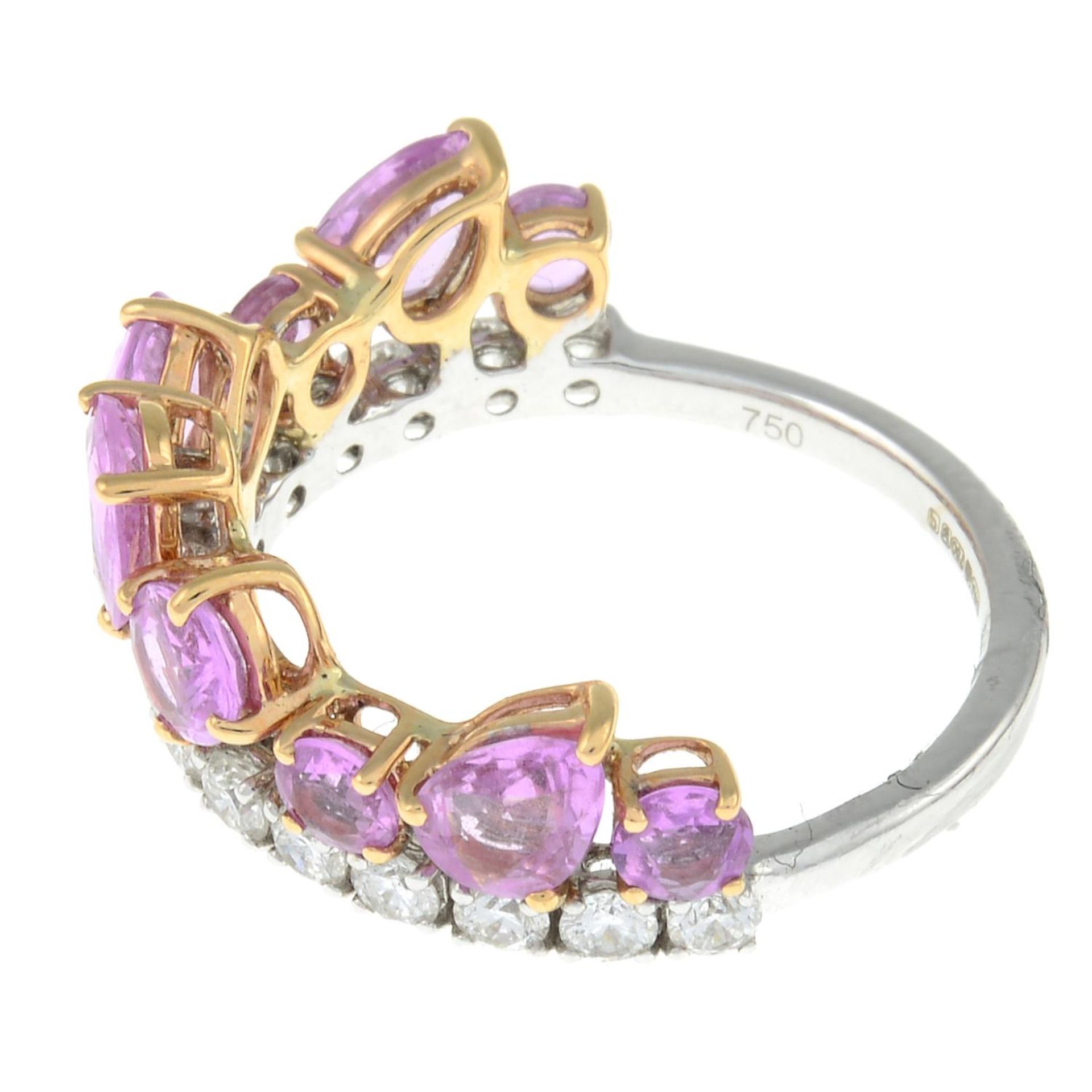 An 18ct gold pink sapphire and brilliant-cut diamond 'Beneath the Rose' tiara ring. - Image 2 of 3