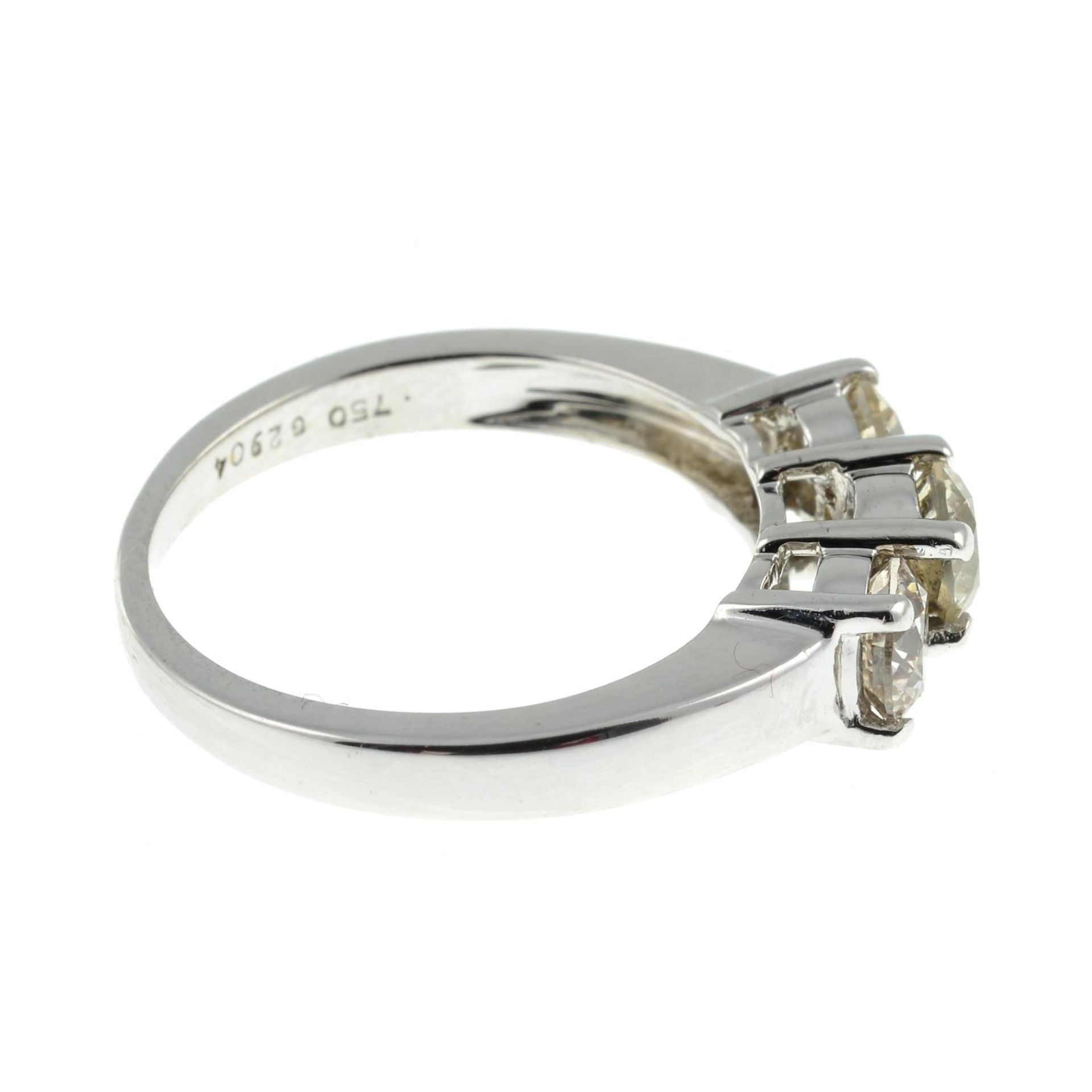 An 18ct gold brilliant-cut diamond three-stone ring. - Image 2 of 4