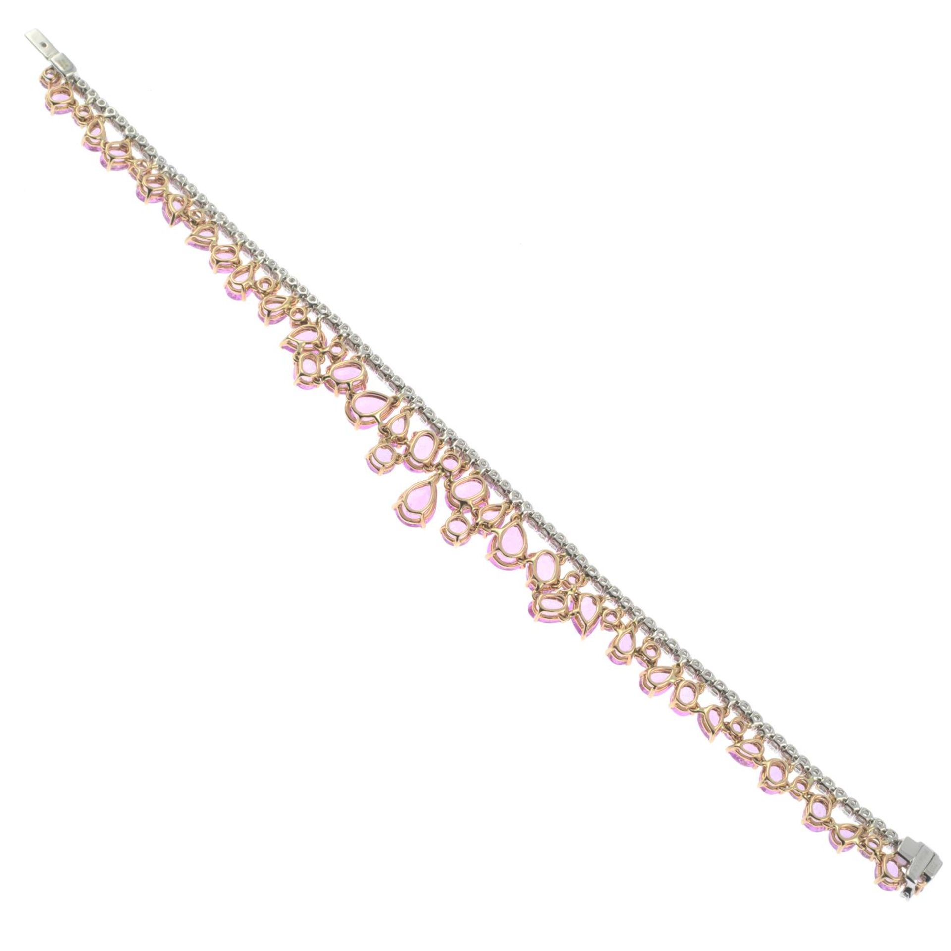 An 18ct gold pink sapphire and diamond 'Beneath the Rose' bracelet. - Image 3 of 3