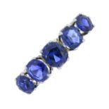 A sapphire five-stone ring.Total sapphire weight 2.72cts.Ring size K1/2.
