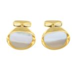 A pair of 18ct gold mother-of-pearl cufflinks.Hallmarks for London,