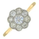 A brilliant-cut diamond cluster ring.Estimated total diamond weight 0.55ct,