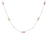 A pink sapphire and brilliant-cut diamond collet spacer 'Beneath the Rose' necklace.Estimated total