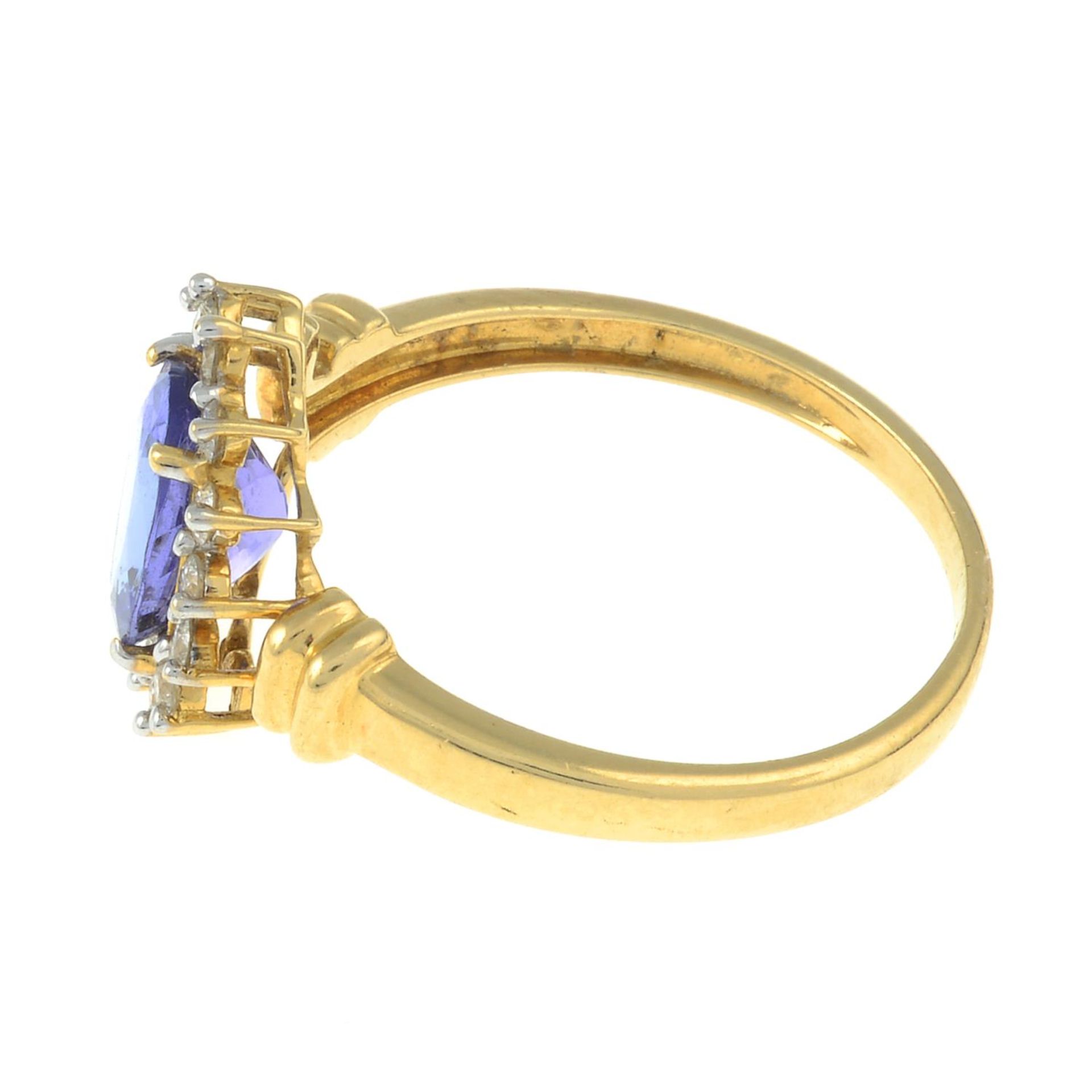 An 18ct gold tanzanite and brilliant-cut diamond cluster ring. - Image 2 of 3