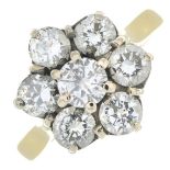 An 18ct gold brilliant-cut diamond cluster ring.Estimated total diamond weight 1.45cts,