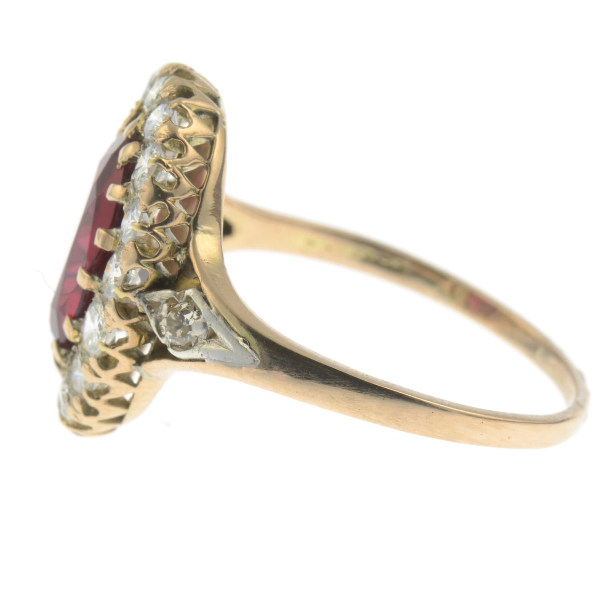 A red spinel and brilliant-cut diamond cluster ring. - Image 2 of 4