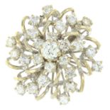 A brilliant-cut diamond openwork cluster ring.Principal diamond estimated 0.50ct,