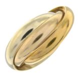 A 'Trinity' ring, by Cartier.Signed Cartier, AN168.Stamped 750.Ring size R.